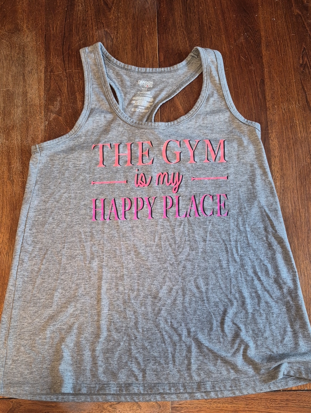 Danskin Gray Racerback Tank with Pink Lettering